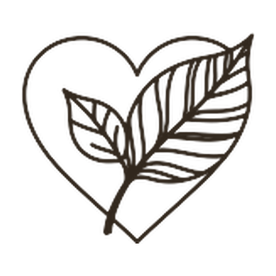 Heart and leaves symbolising natural materials